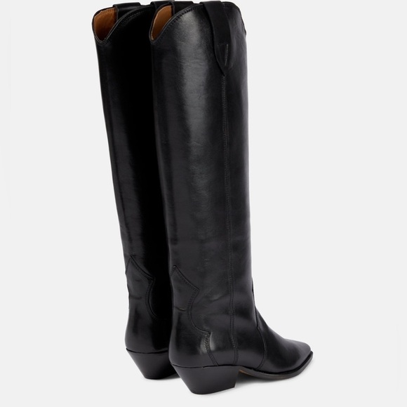 Isabel Marant Denvee Leather Knee High Western Cowboy Boots Black FR 39 US 8-8.5 - Picture 3 of 16